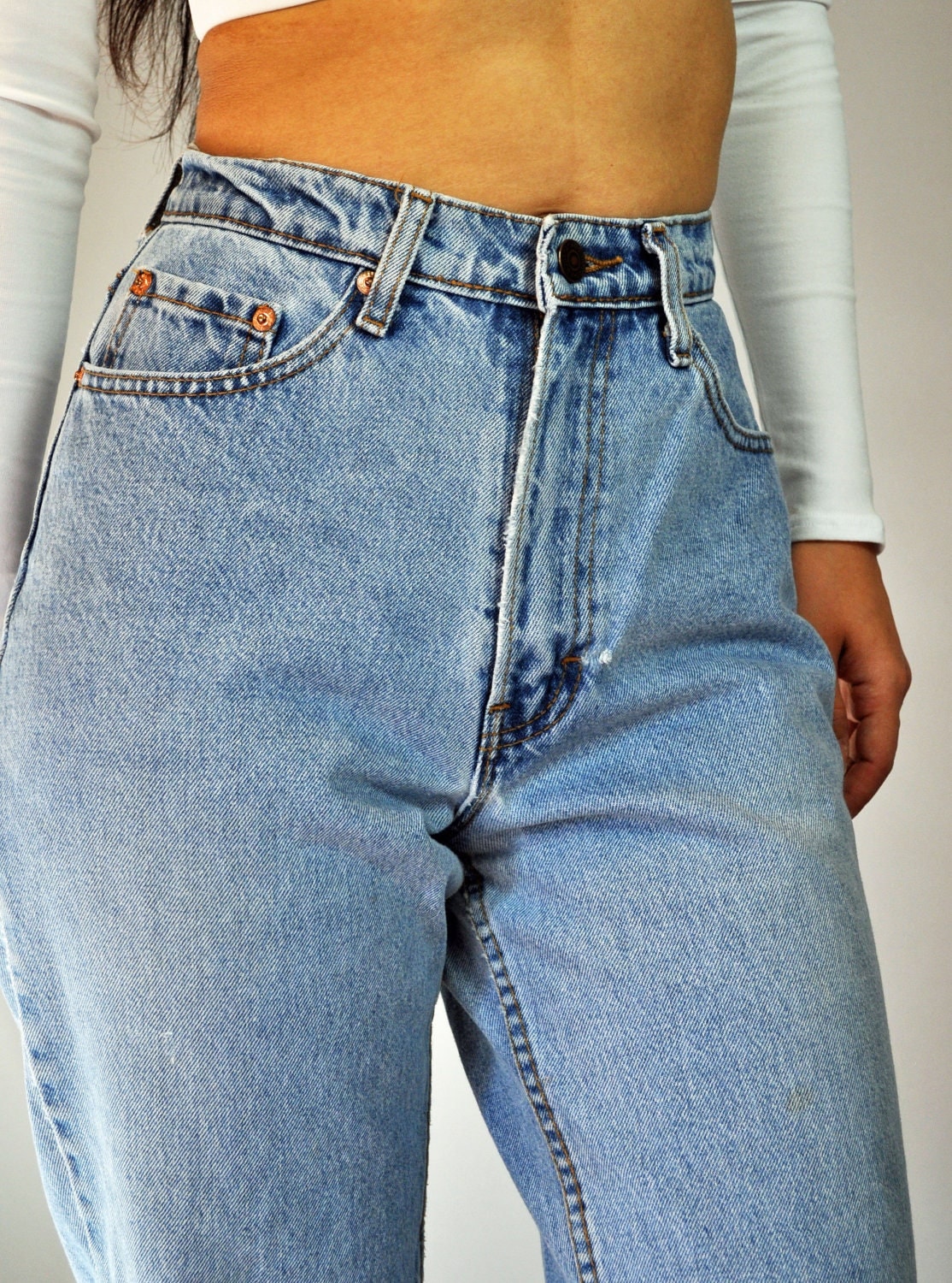 80s vintage high waist jeans / faded & distressed JORDACHE