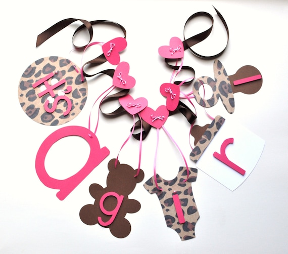 Cheetah baby shower decorations leopard it's a girl banner by ParkersPrints on Etsy Il_570xn