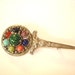 Vintage Jewelry Scottish Signed Miracle Stones Brooch Repousse Silver Tone