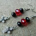 Red and Black Papa Legba's Cross Dangle Earrings