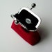 I Love You red and black linen purse ... groom to bride gift ... eco gift for her ... LAST ONE