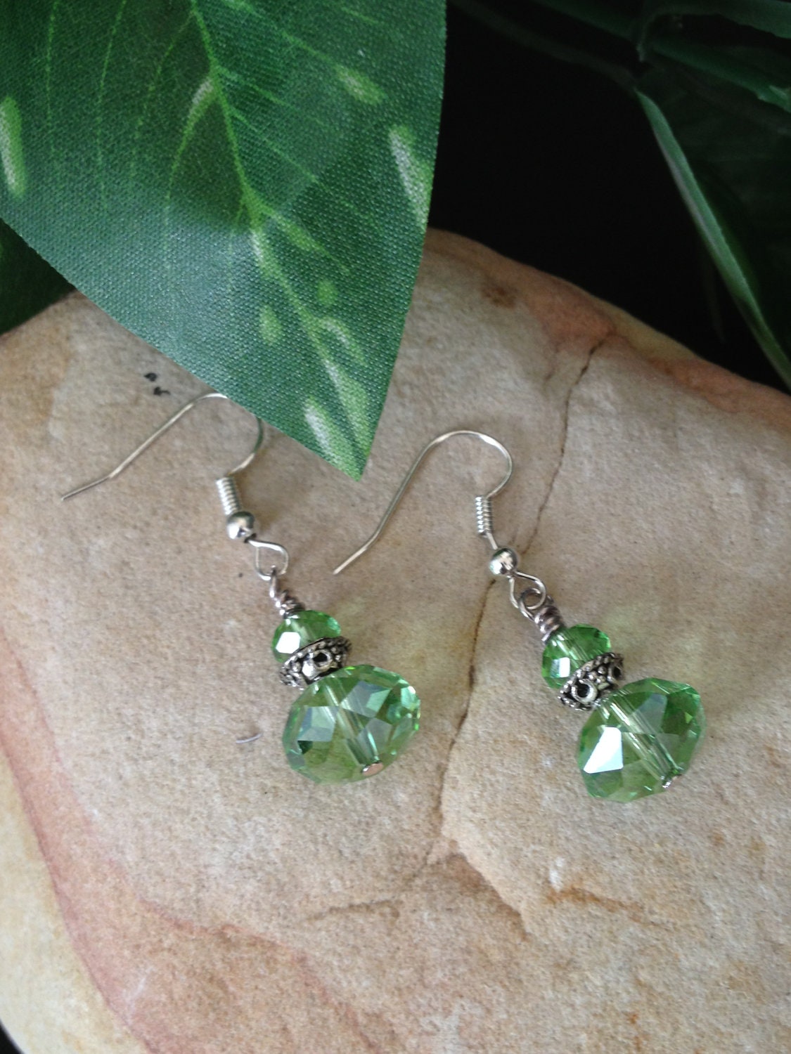 Crystal Earrings Green Crystal Earrings Green Dangle
