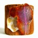 cuff leather - espresso and caramel hair on hide with agate and mother of pearl - size 2