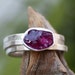 Gemstone ring,sterling silver hammered stacking rings,rough stone,raw,uncut,topaz,peridot,amethyst,garnet,choose your stone.