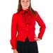 Vintage ruffled blouse, 1970s ruffled blouse, Secretary blouse, red black, high neck blouse, black, blouse with jabot, size Small