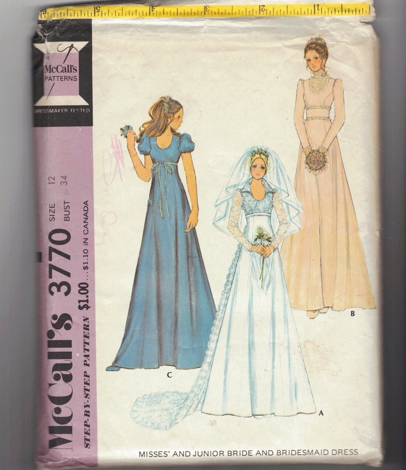 Vintage 70 s Wedding  sewing pattern  Bride Boho 