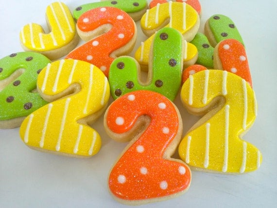 Number and Letter Mini Sugar Cookies - 2 Dozen