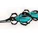 Scarab Earrings in Teal Brass and Oxidized Sterling Silver
