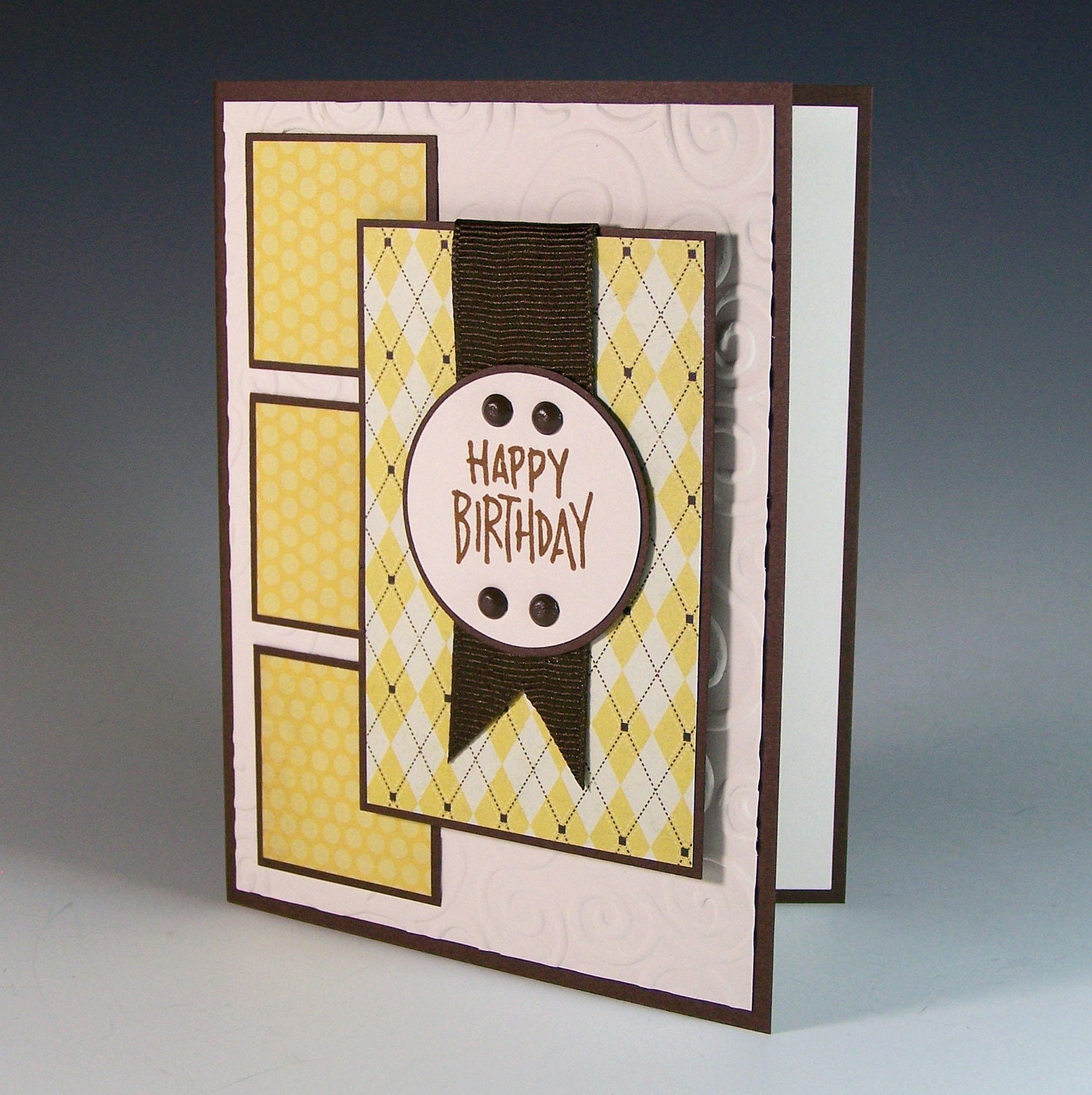 Happy Birthday  Card  Masculine  Birthday  Card  Yellow Polka