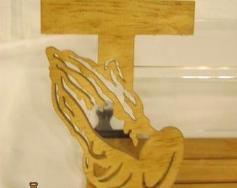 charms HANDS Saw cross Scroll CROSS inverted With Hand Piece    Made