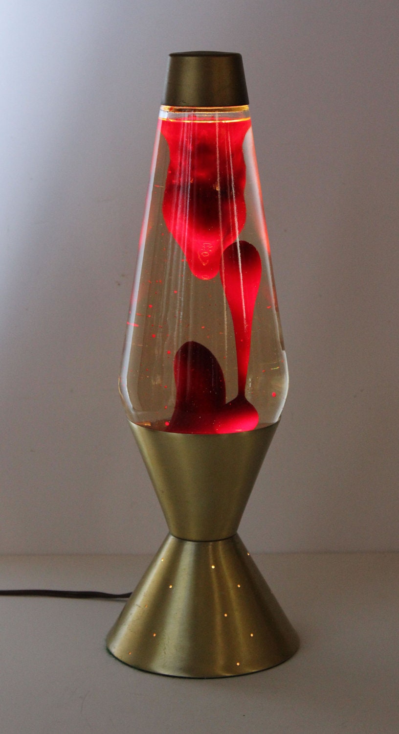 Vintage Eames Era Red And Gold 1976 Original Astro Lava Lamp