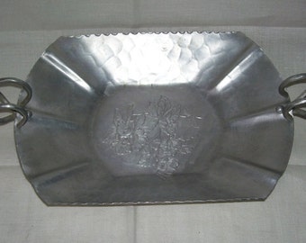 Fire King Casserole Silver Plate Holder with Glass Bowl