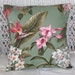 Hawaiian Barkcloth Pink and White Flowers Accent Pillow