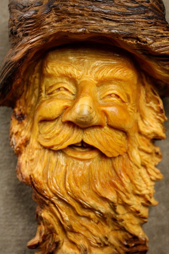 Wood carving Wood Spirit Gnome Elf Wizard Christmas Gift