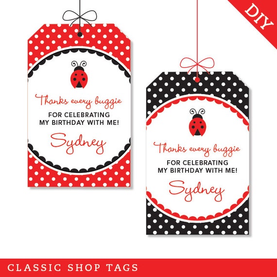 ladybug party personalized diy printable favor tags