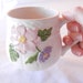 Bordallo Pinheiro Mug, Basket Motif Pink Purple Flowers, Portugal, Caldas da Rainha