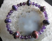 Purple Striate Agate dyed Bracelet (28)   7", healing energy properties, metaphysical, Magickal Stones Collection, Unique Visions by Jen