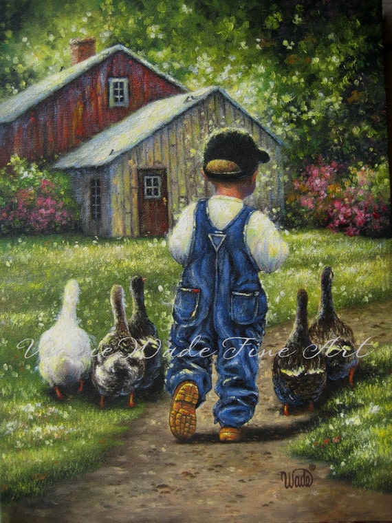 little boy art print boys room wall art country boy farm