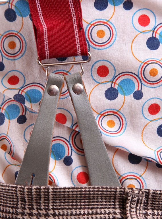 Mens Suspenders / Vintage Leather Button Suspenders