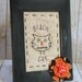 Handmade Primitive Fall/Halloween Black Cat Framed Stitchery