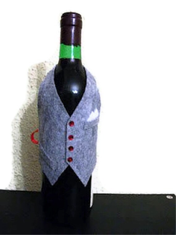 Wine Bottle Cover Grey Waistcoat Bottle Cover