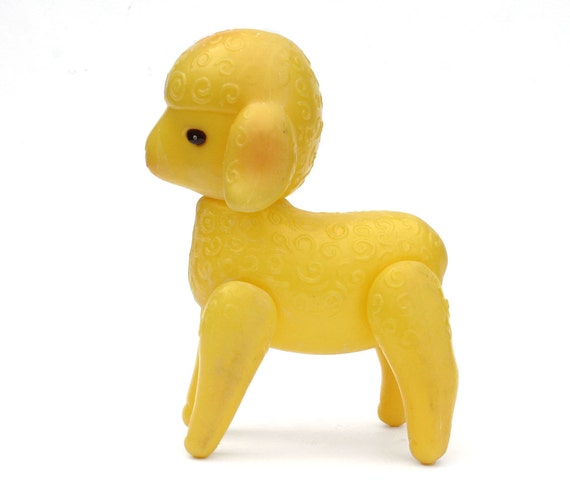 RESERVED RESERVED Vintage plastic sheep toy yellow sheep