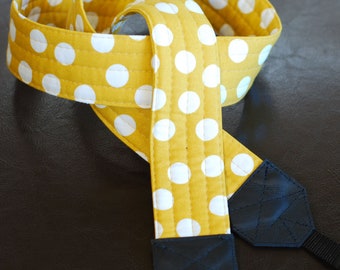 Mustard Seed SLR Camera Strap with leather ends -Free Shipping