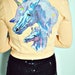 DIY UNICORN Patch Coral Motorcycle-style Cotton Cropped Jacket XS
