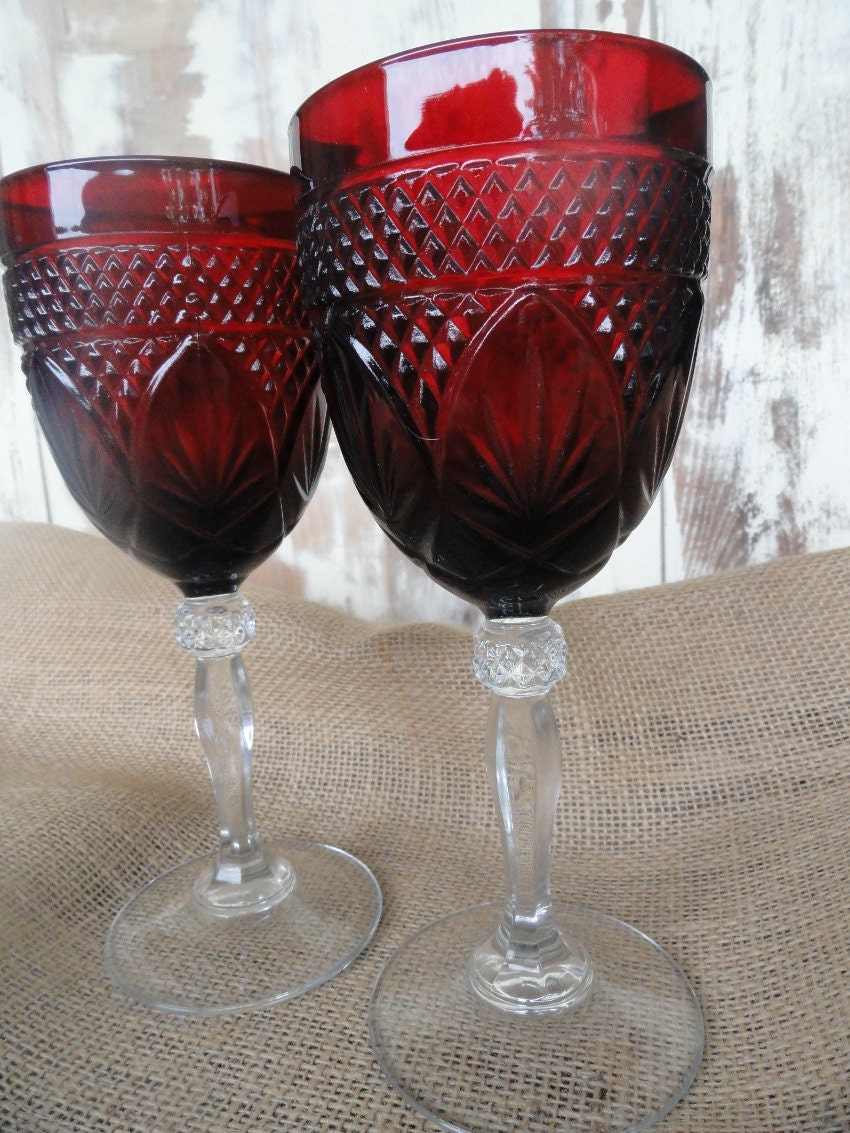 Pretty Ruby Red Wine Glasses