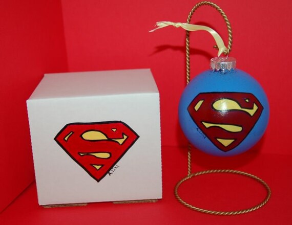 superman christmas ornament gift set hand painted glass and superman christmas ornament gift set hand painted glass and