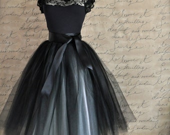 Tulle tutu skirt for women in black and silver. Ballerina skirt