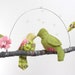 Modern Love Bird Mobile - "2 little lovebirds sitting in a tree K-I-S-S-I-N-G" in hot pink, lime green, gray