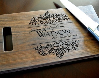 Personalized Cutting Board Laser Engraved Walnut 8x14 Wood Cutting Board CB814