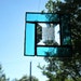 azure blue and bevel stained glass suncatcher