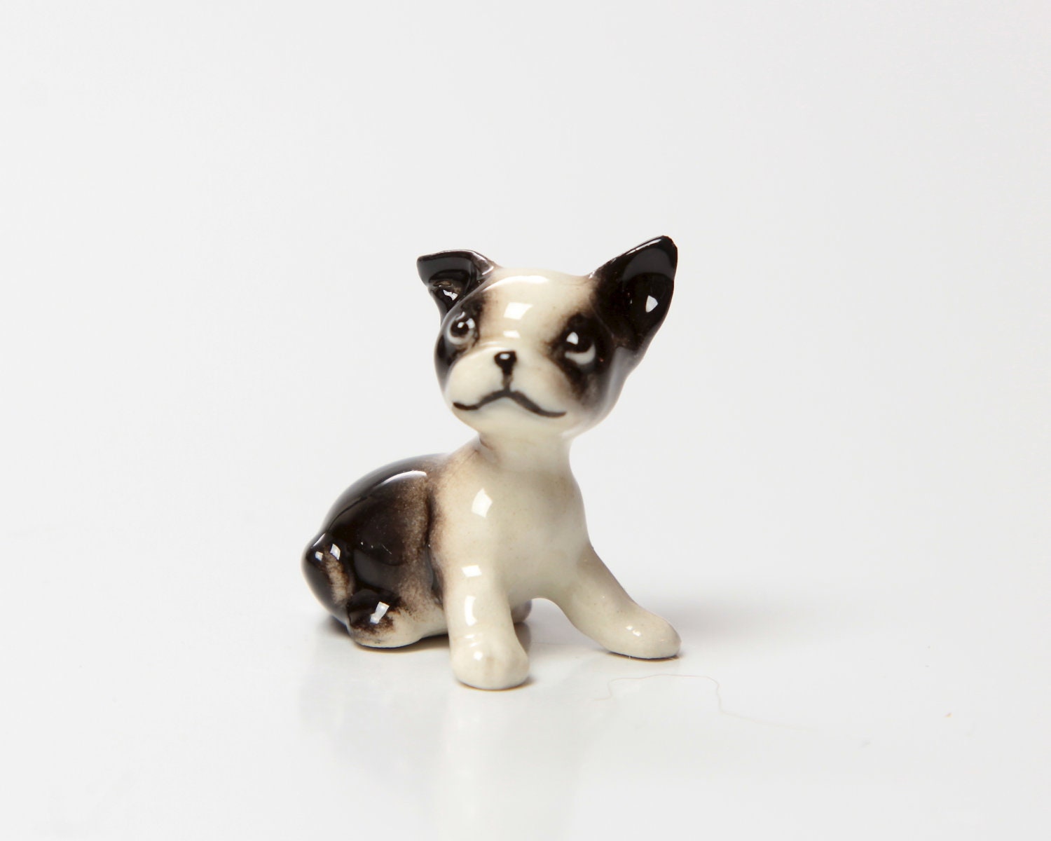 adorable seated boston terrier puppy collectible figurine