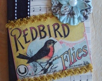 Vintage Inspired Bird Mini Altered Composition Book