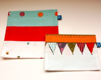 Reuseable Eco-Friendly Set of Snack and Sandwich Bags in Fun IKEA Fabric