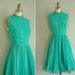 vintage 1960s designer dress / 60s teal green frilly cocktail dress / Jaded