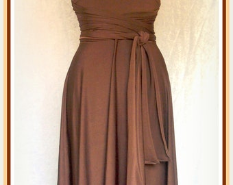 Robe Stretch New York & Co - Fausse Enveloppante Manches 3/4 Marron/beige - Taille S