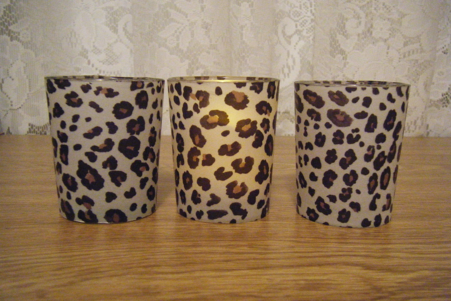 Fun Leopard Votive Candle Holders Set of 3 by SouthernBellWeddings