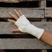 Cream Embellished Fingerless Gloves - Upcycled Cotton - Men or Women