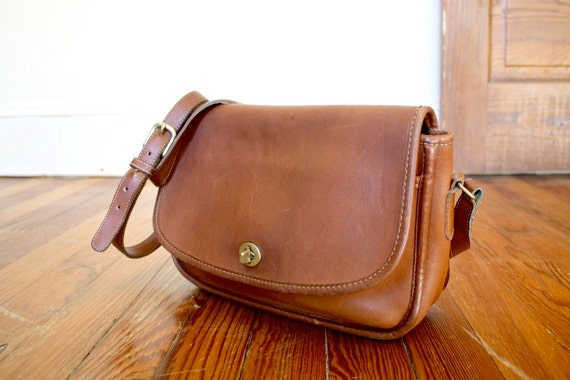 Vintage Coach Handbag Brown Leather Saddlebag