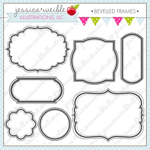 Beveled Frames - Cute Digital Clipart for Commercial and Personal Use, Frames Clipart, Frame Graphics Il_570xn