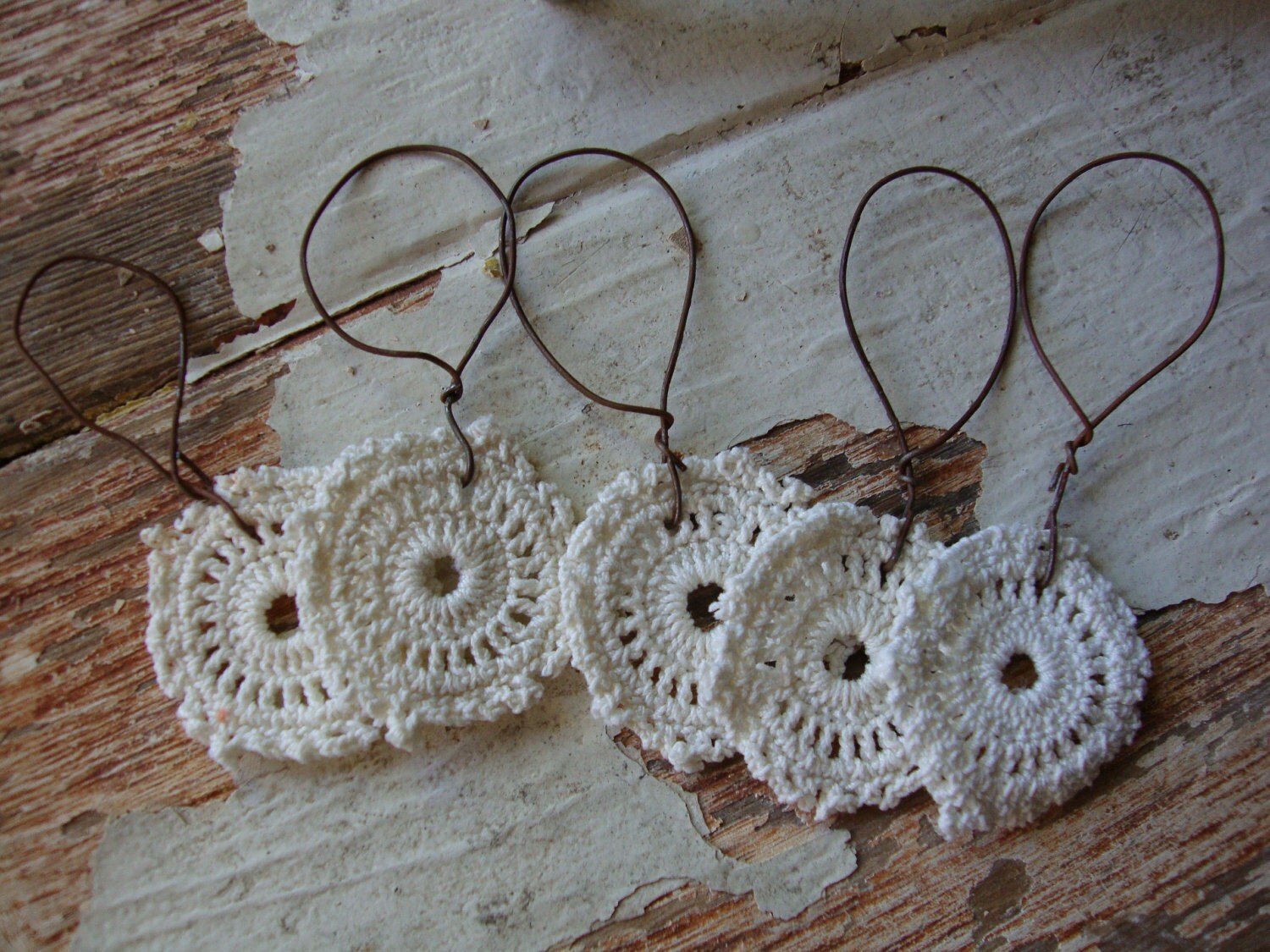 Vintage doily christmas ornaments mini white crochet doilies