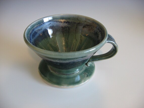 Drip coffee maker / handmade / pottery / green / by SookjaeArt