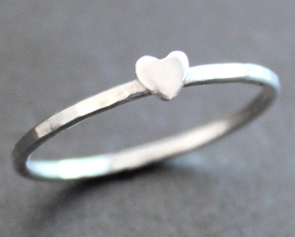 Heart Ring Sterling Silver Band with Silver by sweetolivejewelry