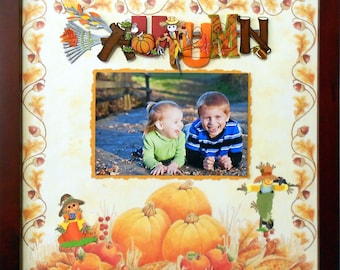 AUTUMN HARVEST Memory Album Page (Mahogany Veneer Shadow Box Frame Sold Separately)