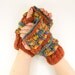 knit fingerless gloves arm warmers fingerless mittens blue rusty orange mustard rustic unisex tagt team