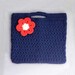 Crochet Fashion Purse & Red Flower Brooch Set, Chic Crochet Fashion Handbag, Back to School Tote