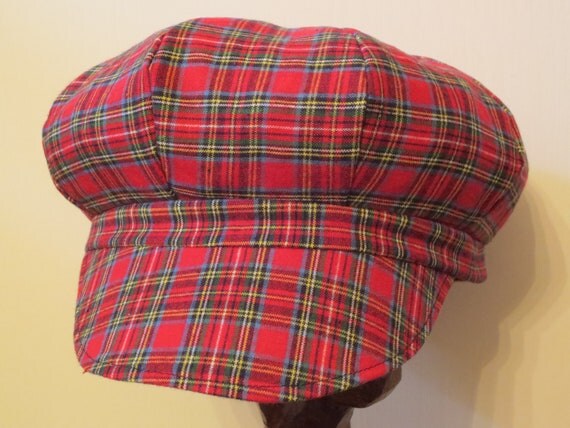Red Plaid Newsboy Cap Hat